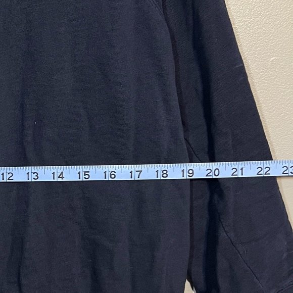 LOFT Dark Blue Scoop Neck 3/4 Sleeve Embroidered Sweatshirt Women L - Picture 4 of 6